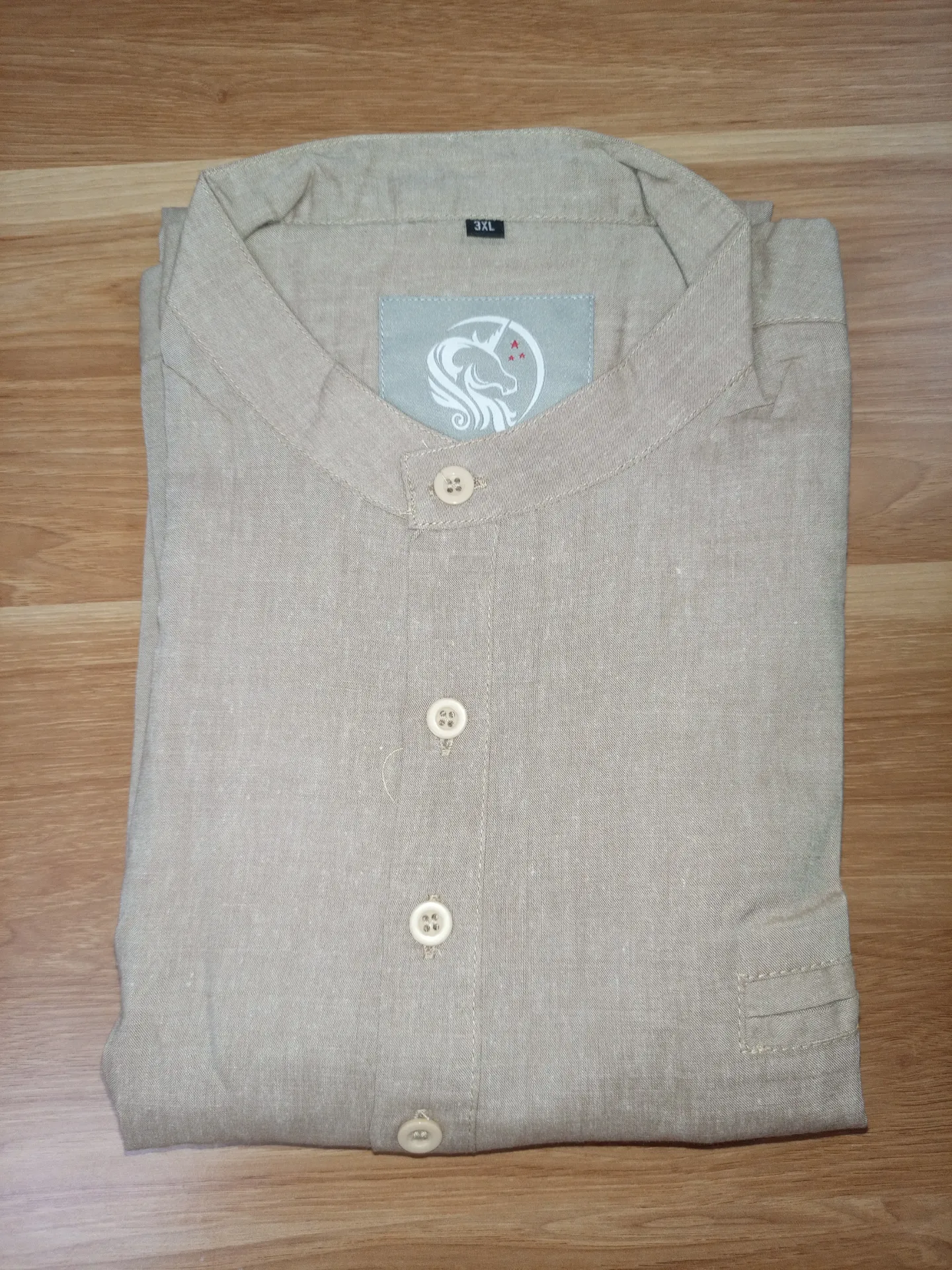 [CO46113XL] Chemise col rond en lin beige