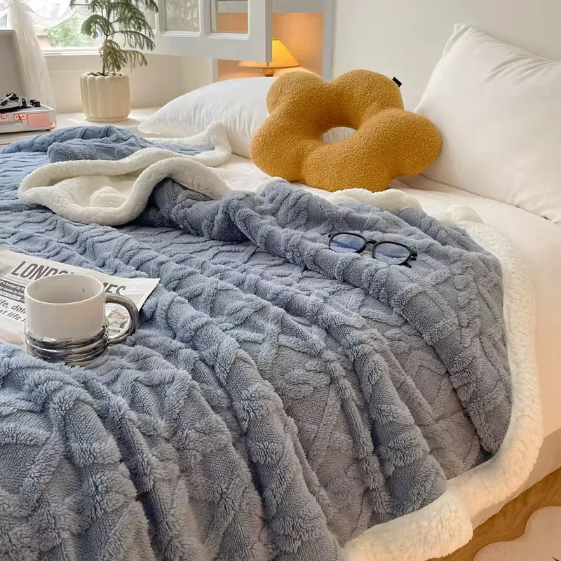 Couette double face gris-bleu et blanc