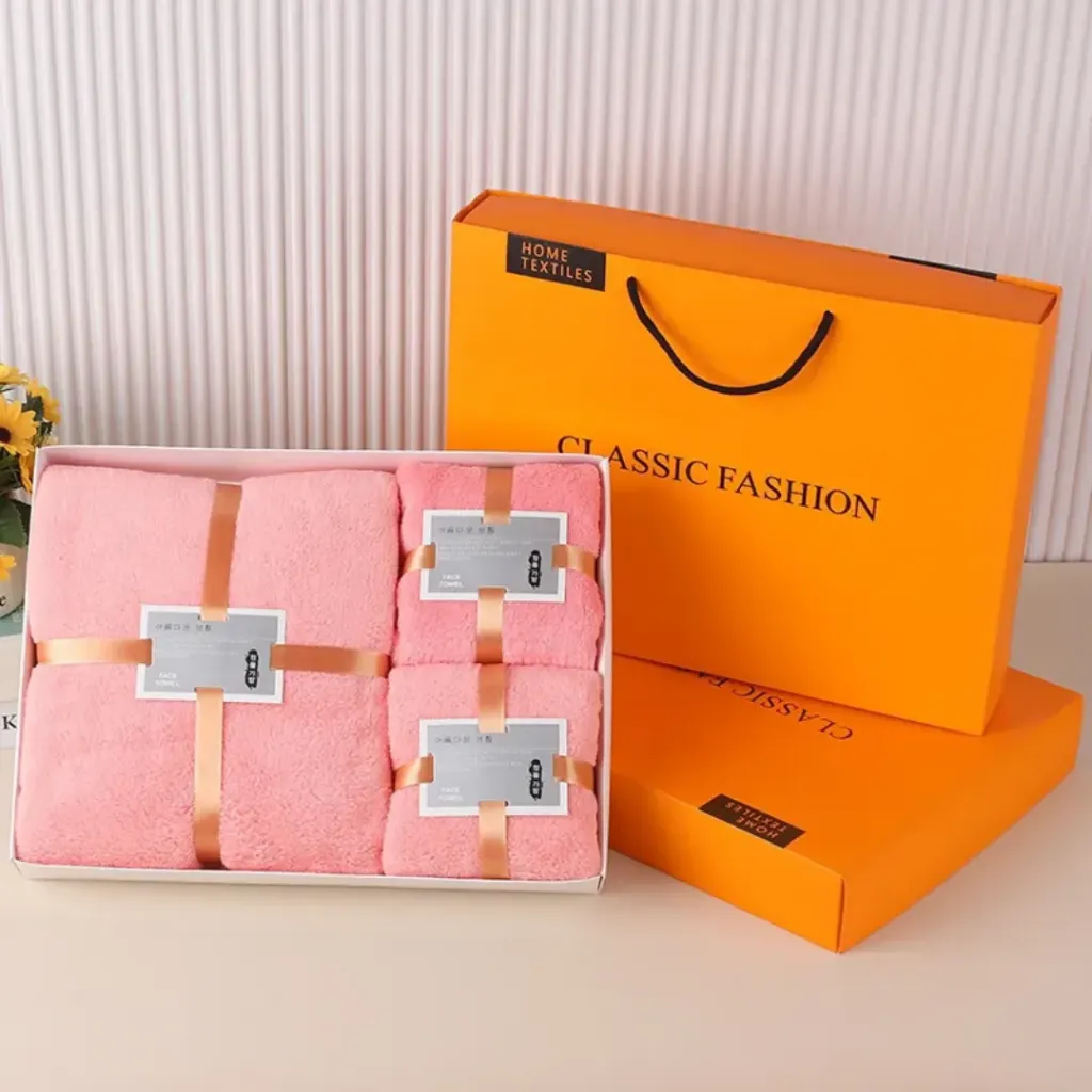Lot de 3 serviettes de bain rose
