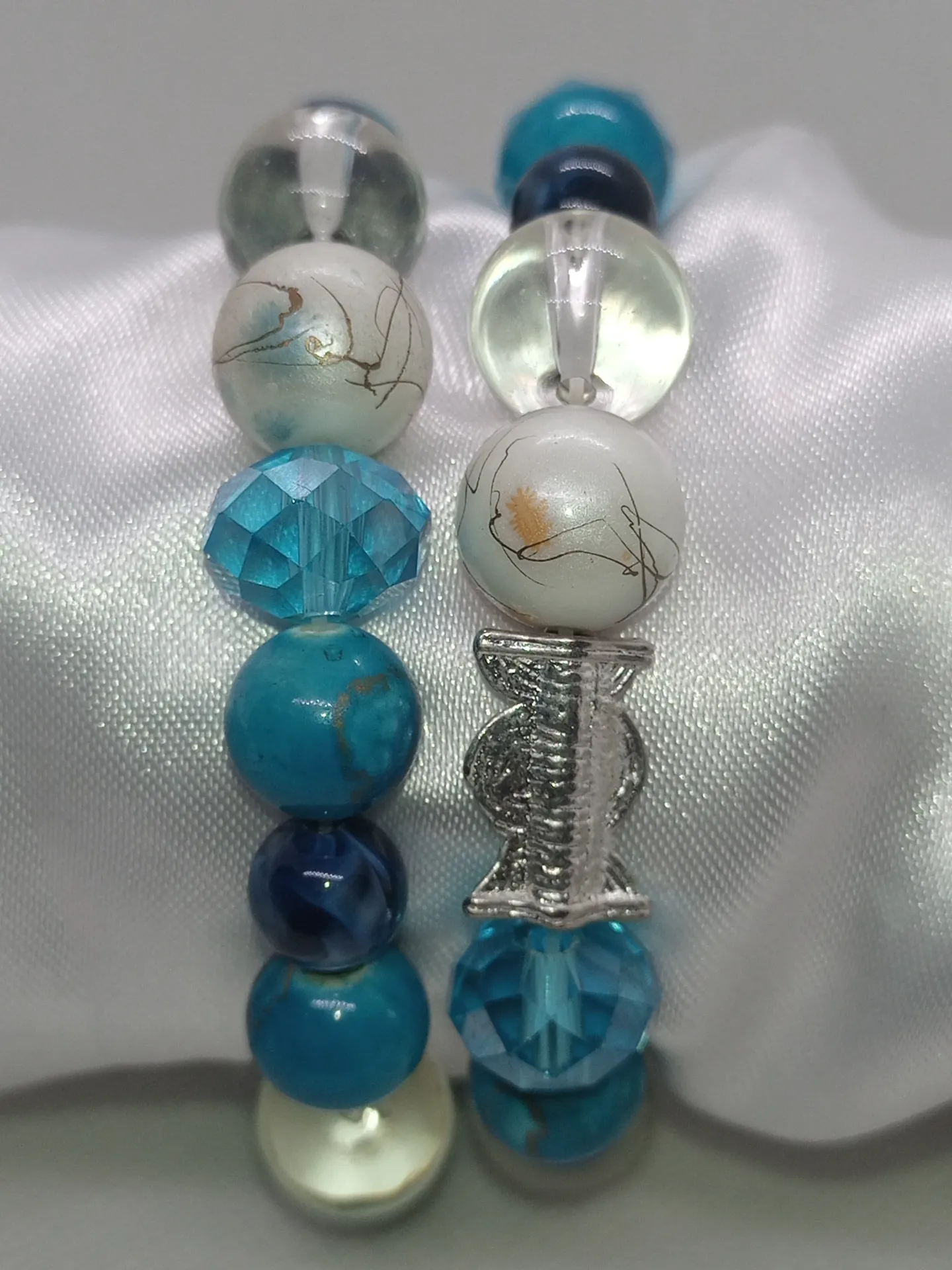 [BRAPERNADYAM2COLBLEBLA] Bracelet de Perles bleu/blanc