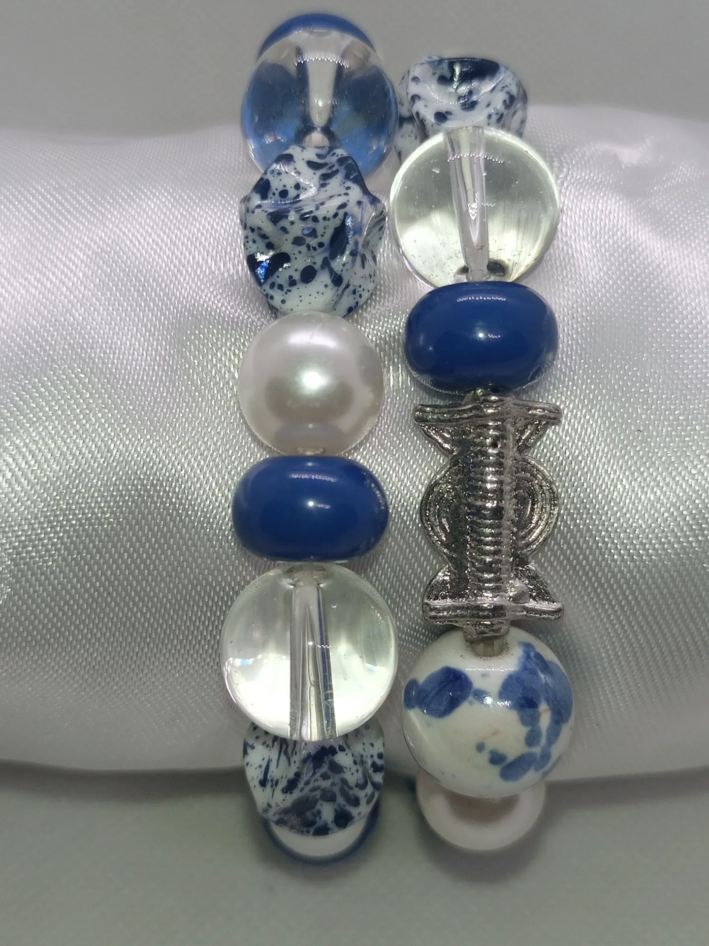 Bracelet de Perles blanc/bleu