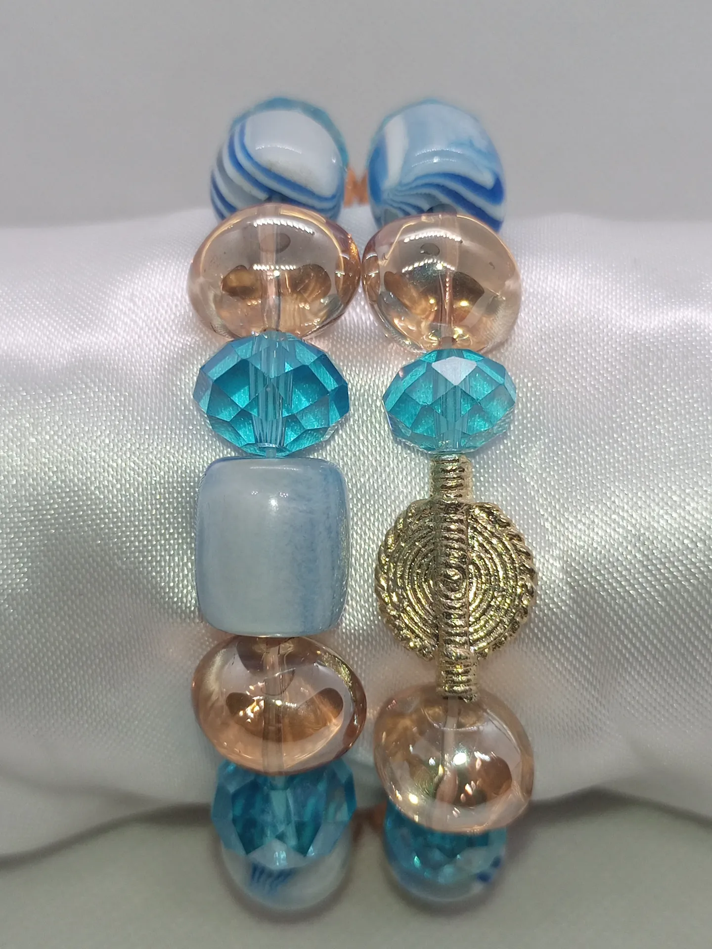 [BRAPERNADYAM2COLBLEDOR] Bracelet de Perles bleu/doré