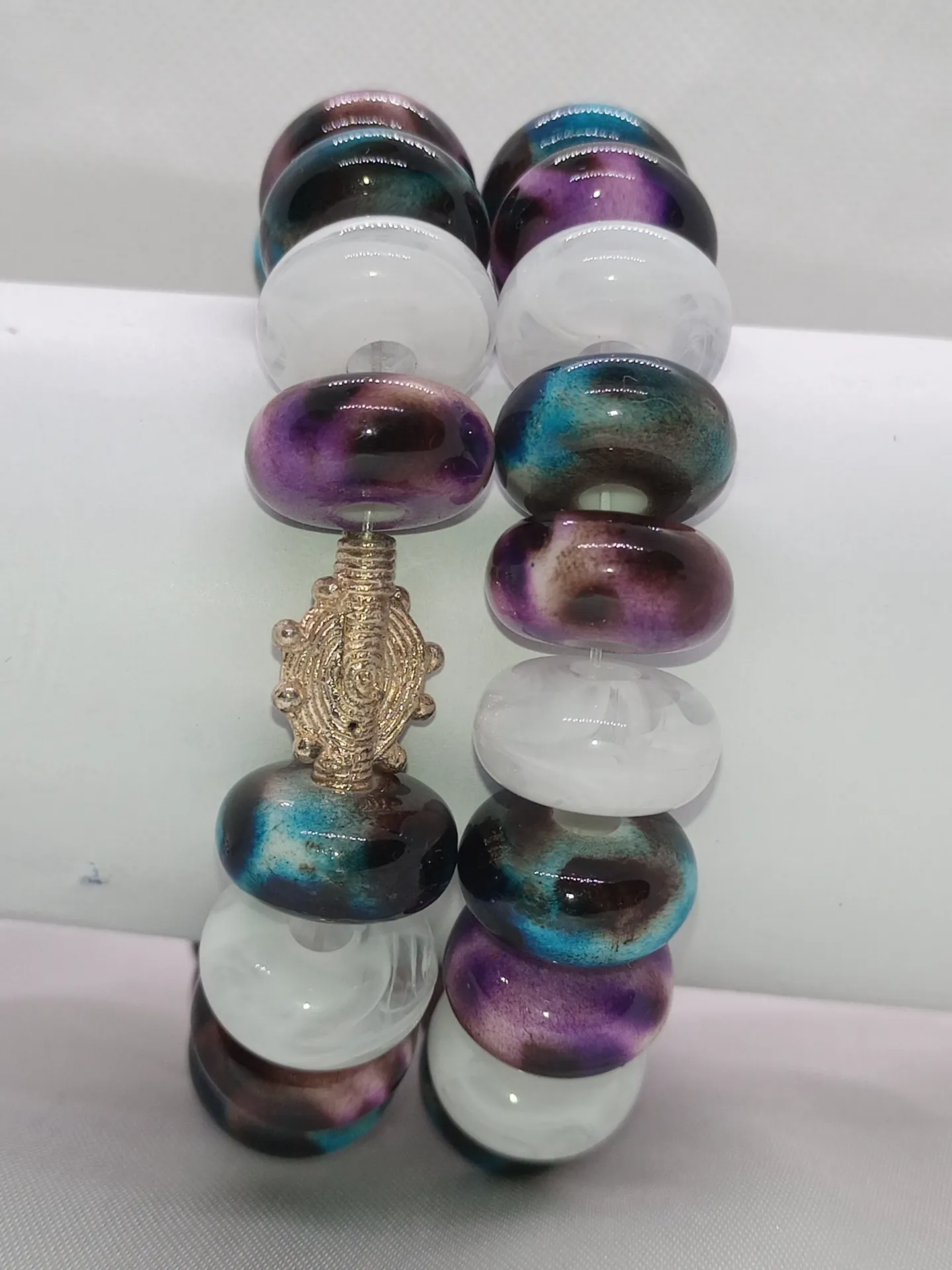 Bracelet de Perles violet/blanc