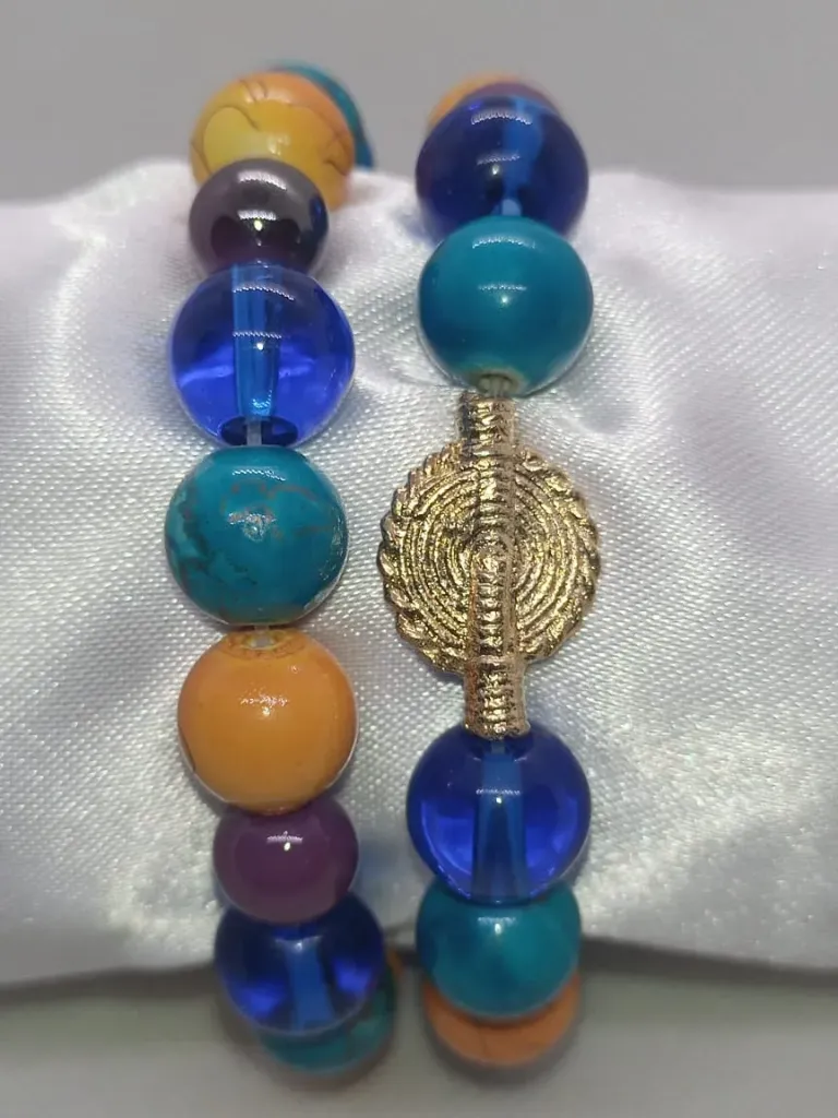 [BRAPERNADYAM4COLBLETURMOVJAU] Bracelet de Perles jaune/bleu