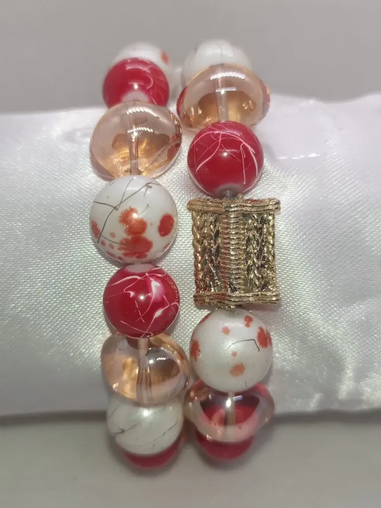 Bracelet de Perles rouge/blanc/orange