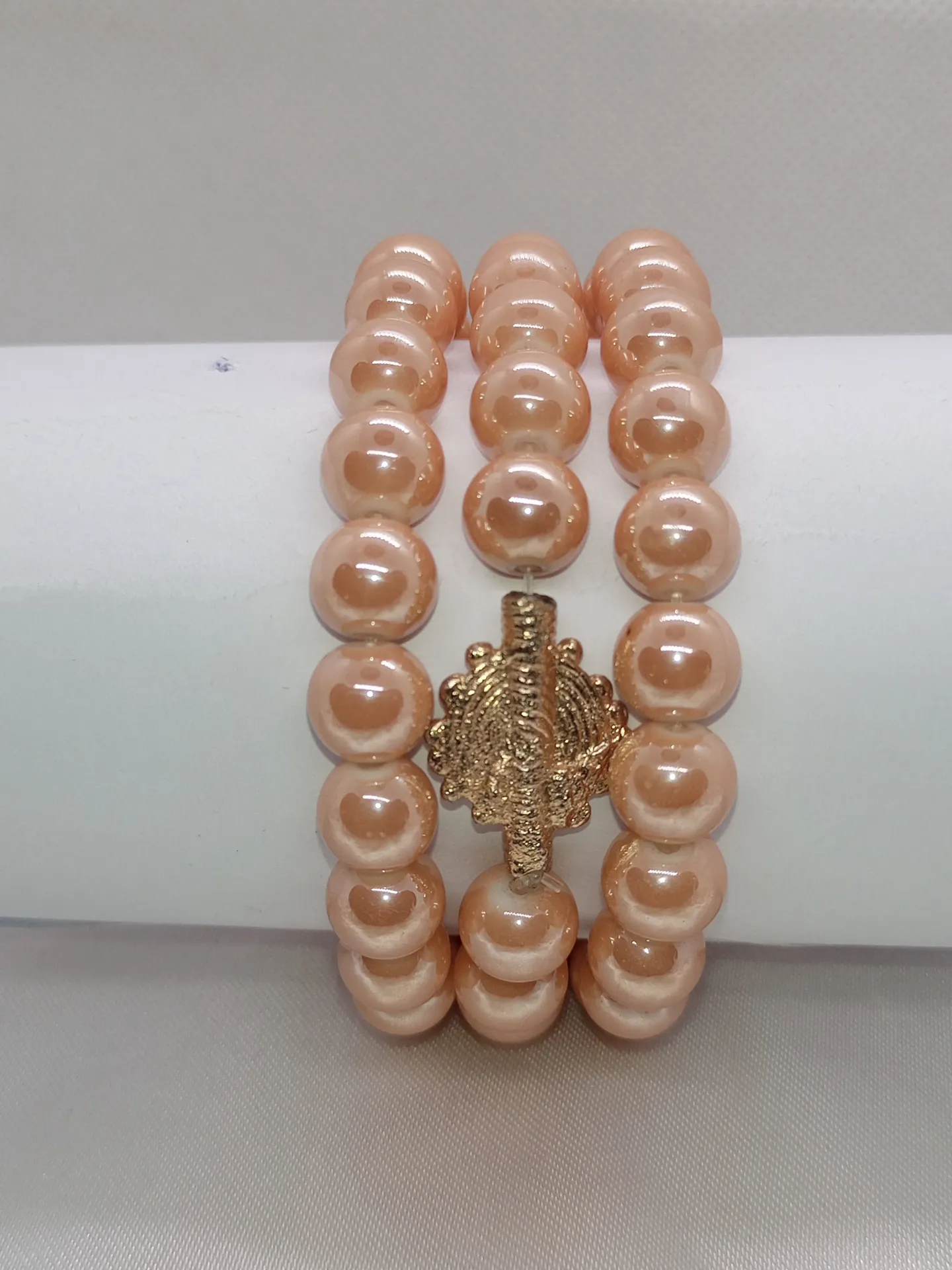 [BRAPERNADYAMUNI3PSAU] Bracelet de perles saumon