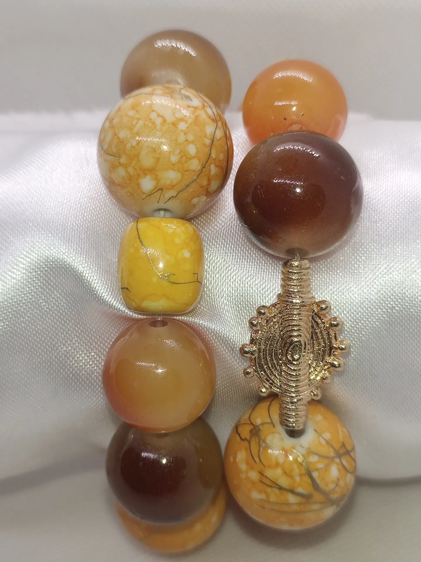 [BRAPERNADYAMBRUORAJAU] Bracelet de perles orange/jaune