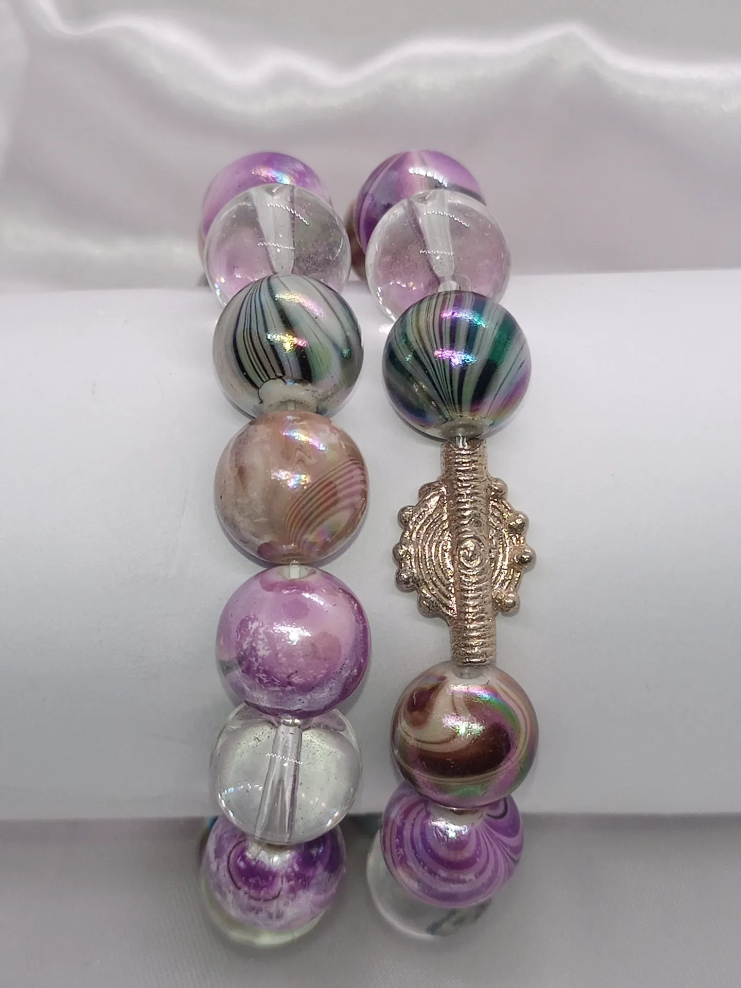 [BRAPERNADYAM4COLVIOVERBLATRA] Bracelets de perles violet/vert