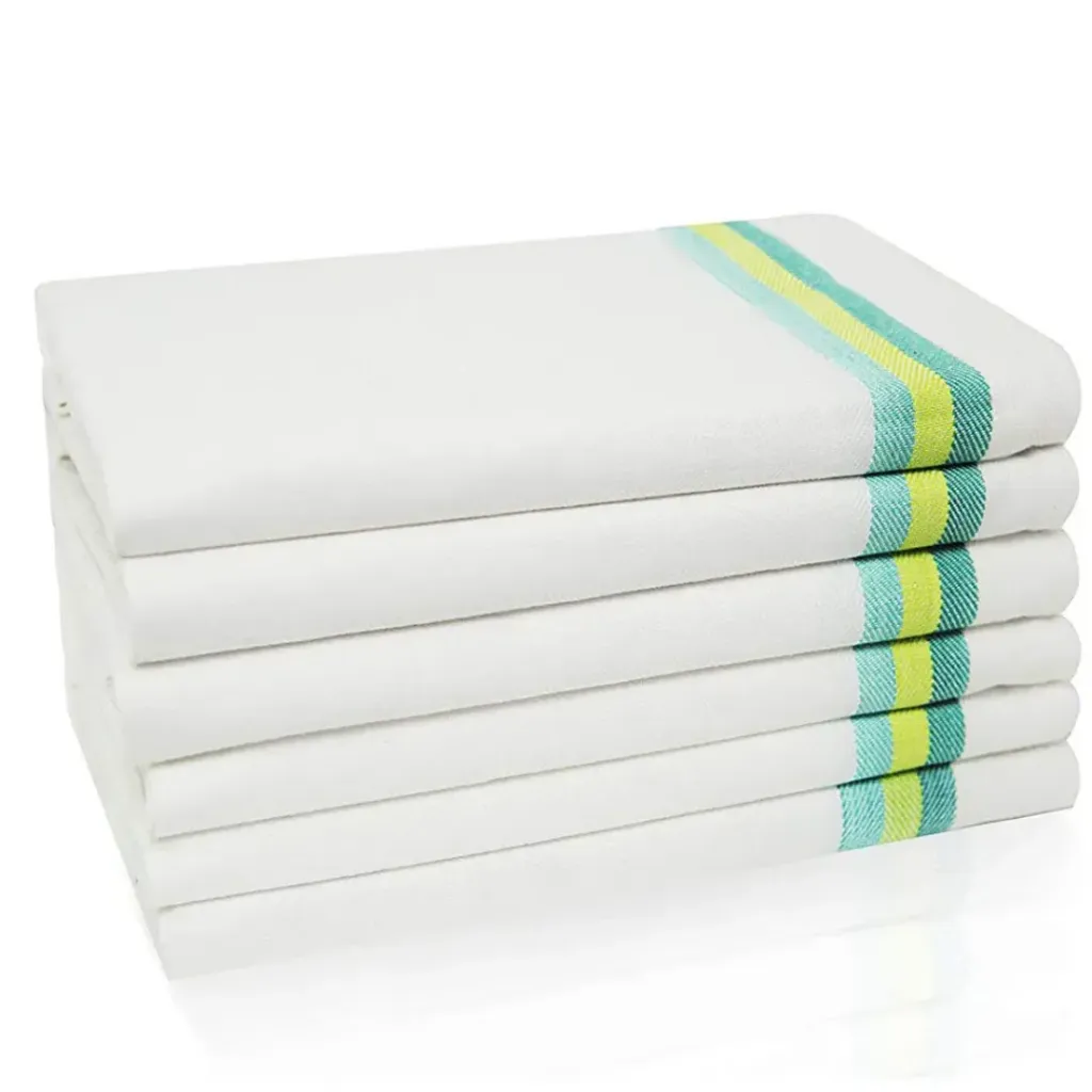 [AMNLUKRUCTREVERBLA] 6 Torchons Blanc Vert