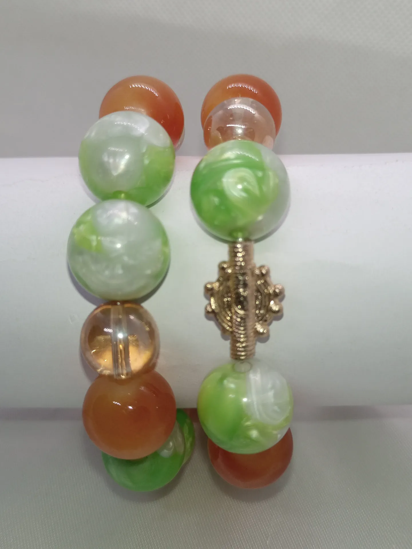 [BRAPERNADYAM2COLBRUVER] Bracelet de perles vert/orange