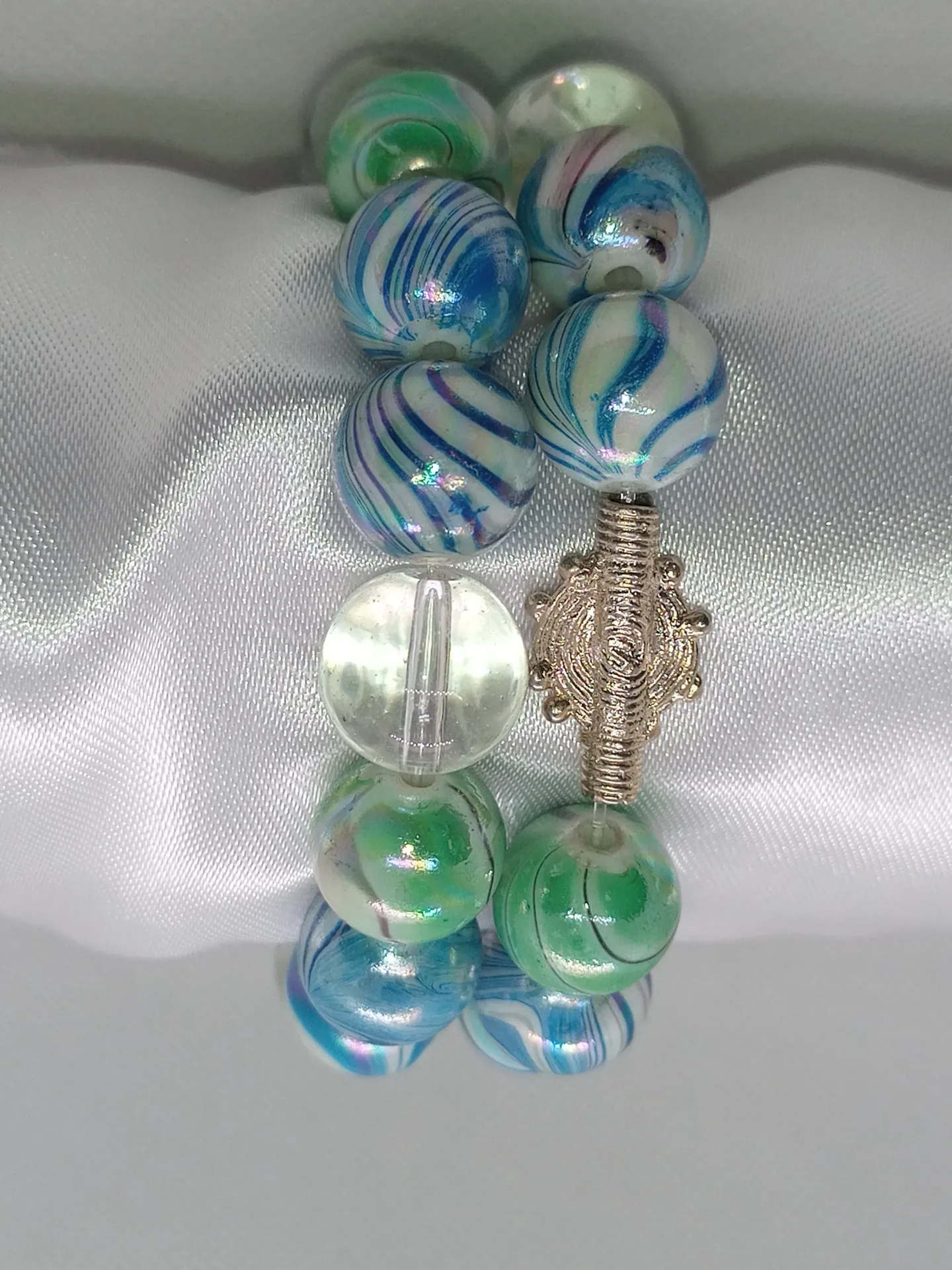 [BRAPERNADYAMBICOLBLEBLAVER] Bracelets de perles bleu/vert