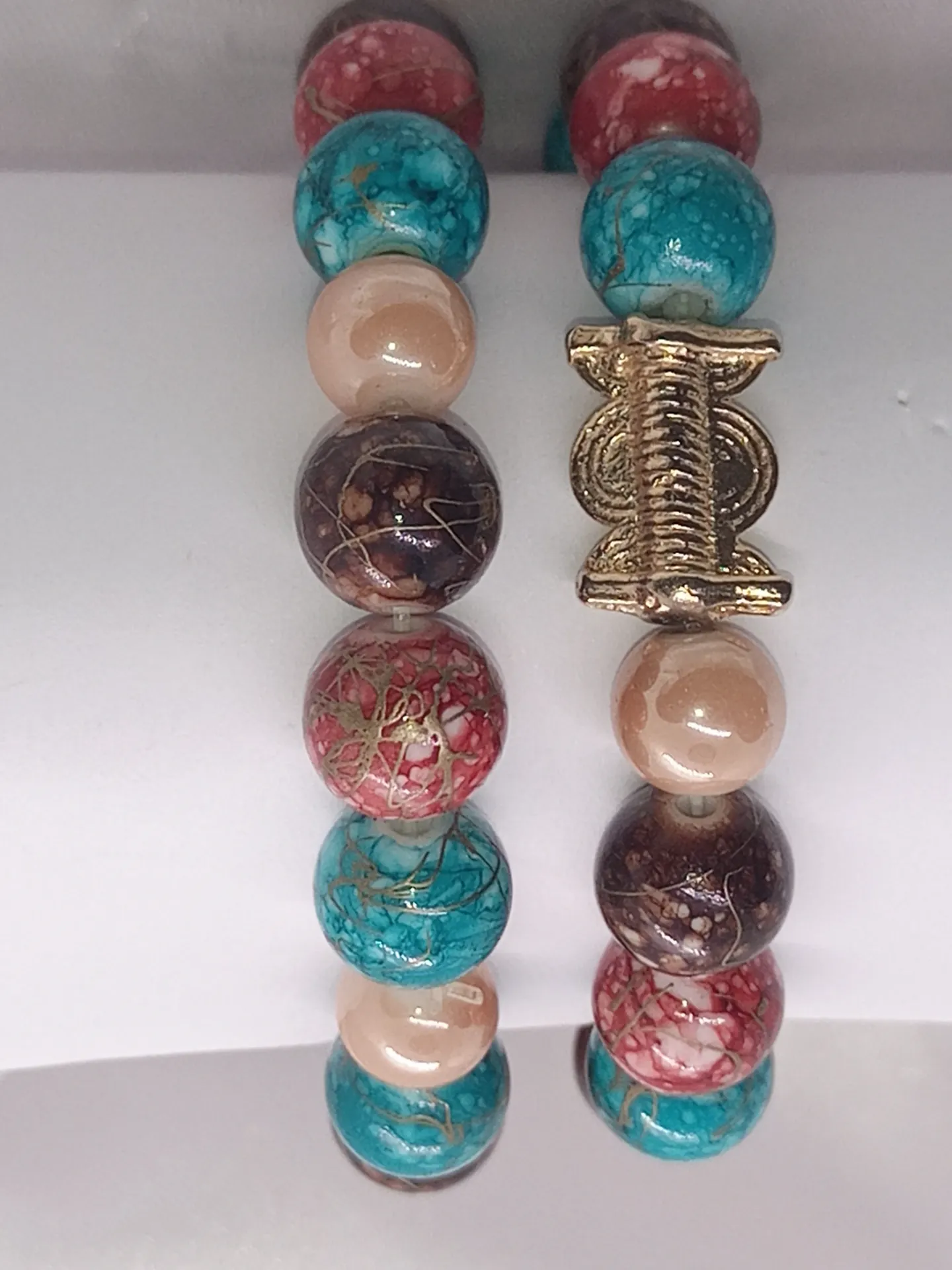 [BRAPERNADPERFINBRM] Bracelet de perles marron/bleu