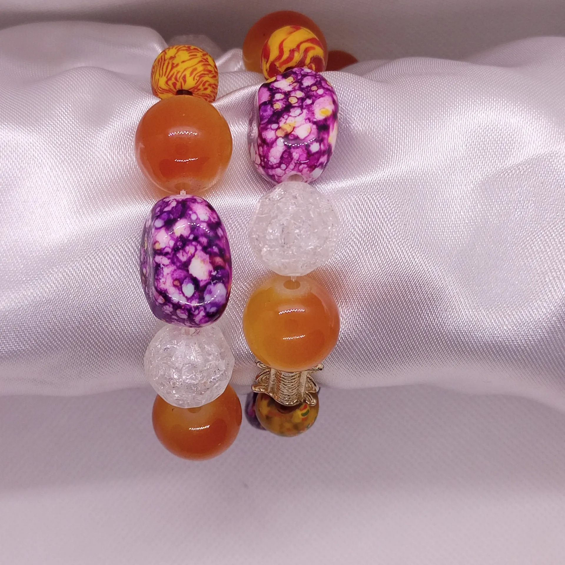 [BRAPERNADORAVIO] Bracelet de perles orange/violet